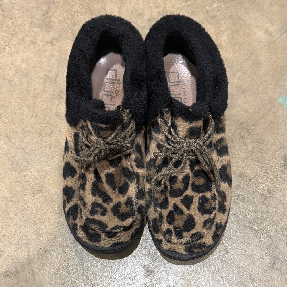 Hey Dude Leopard Print Ankle Booties with Black Trim